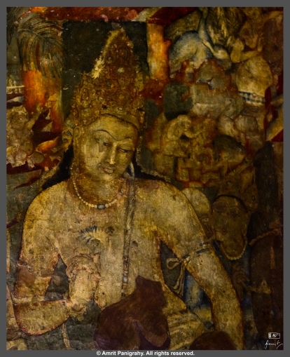 Padmapani, the most famous painting in Ajanta caves, Maharashtra, India.